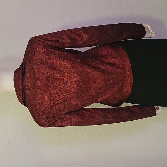 Vtg CONRAD C 1990s Maroon Paisley Satin Blazer Shacket - Picture 6 of 8